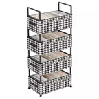 Estante Organizador Premium Black & White - 4 Niveles con Ruedas