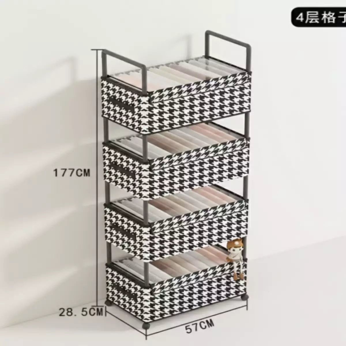 Estante Organizador Premium Black & White - 4 Niveles con Ruedas