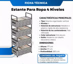 Estante Organizador Premium Black & White - 4 Niveles con Ruedas