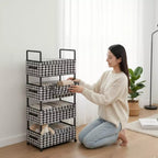 Estante Organizador Premium Black & White - 4 Niveles con Ruedas